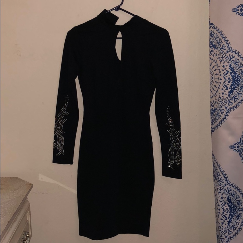 black with rhinestone long sleeves